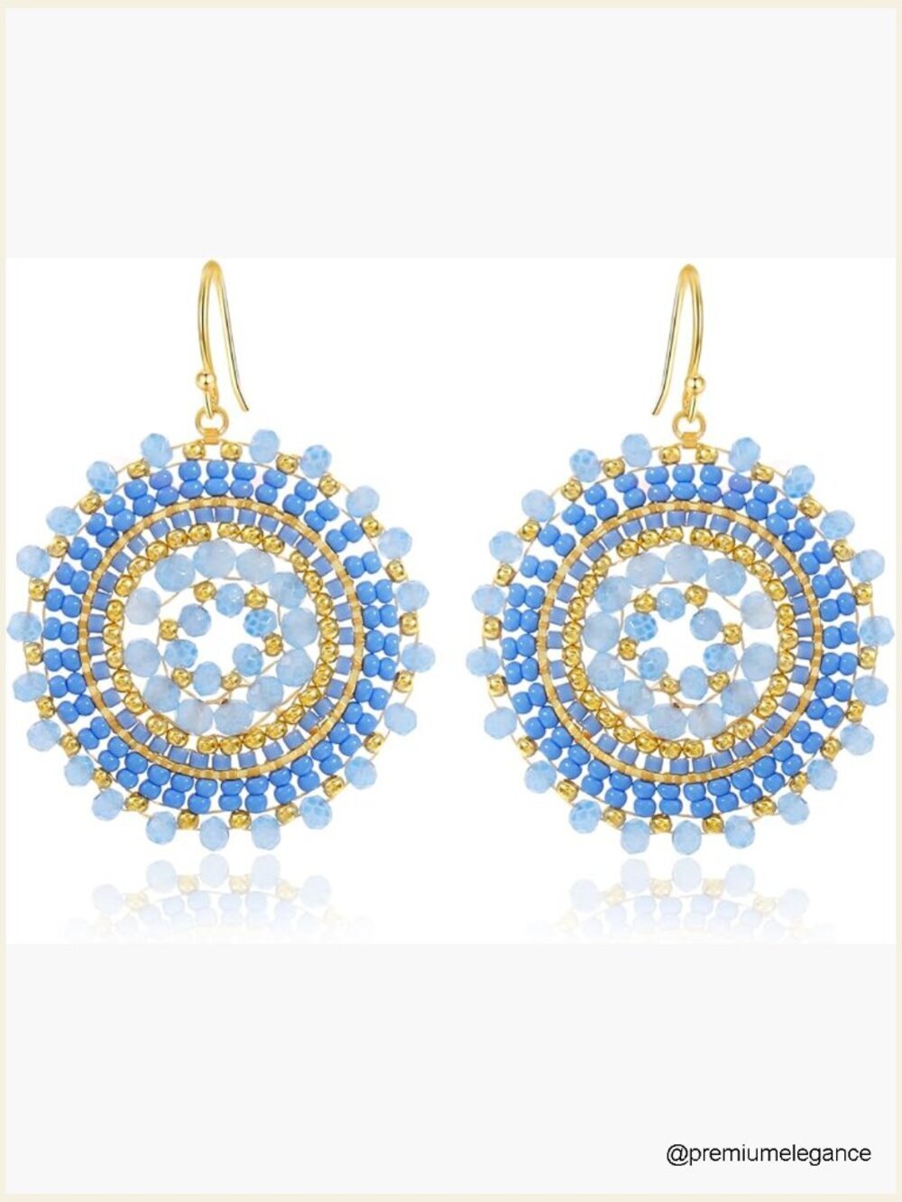 Handmade Beaded Dangle Drop Earrings Crystal Glass Seed Beads Lightweight